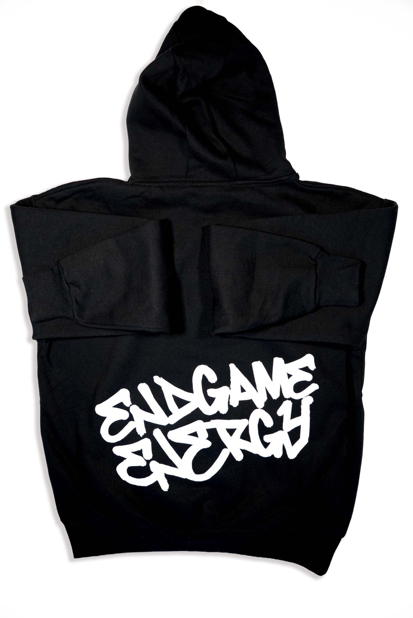 Black Zipless Hoodie (White Vinyl Graffiti)