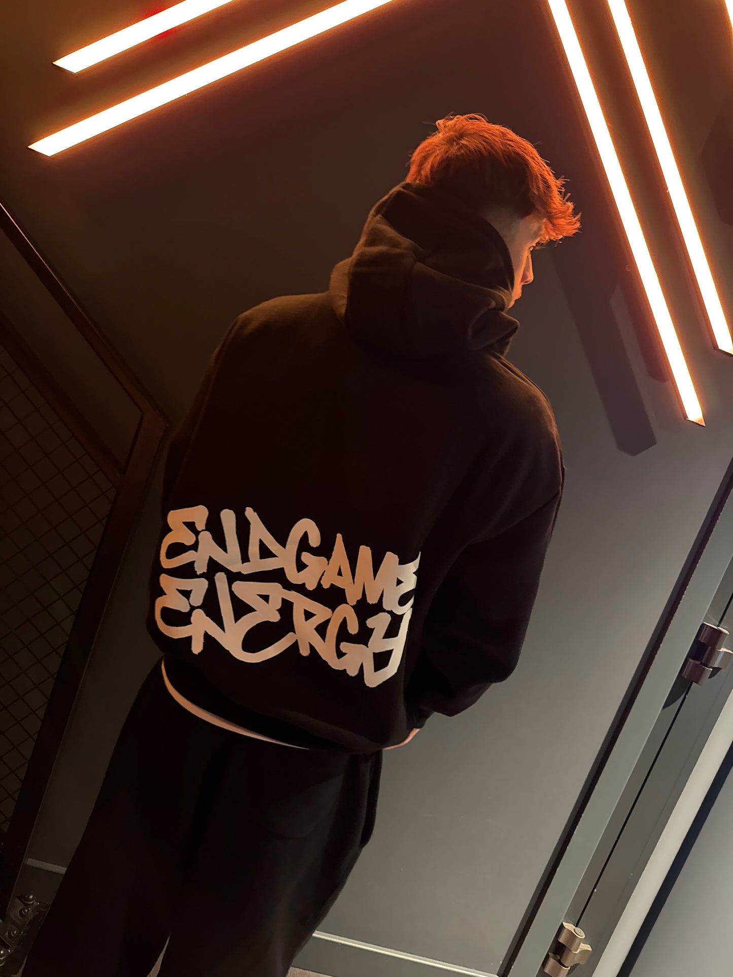 Black Zipless Hoodie (White Vinyl Graffiti)