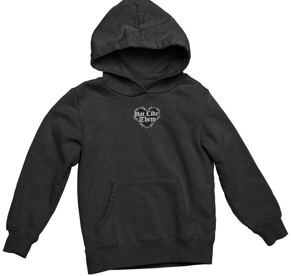 Not Like Them - Barbed wire Heart Embroidered Hoodie