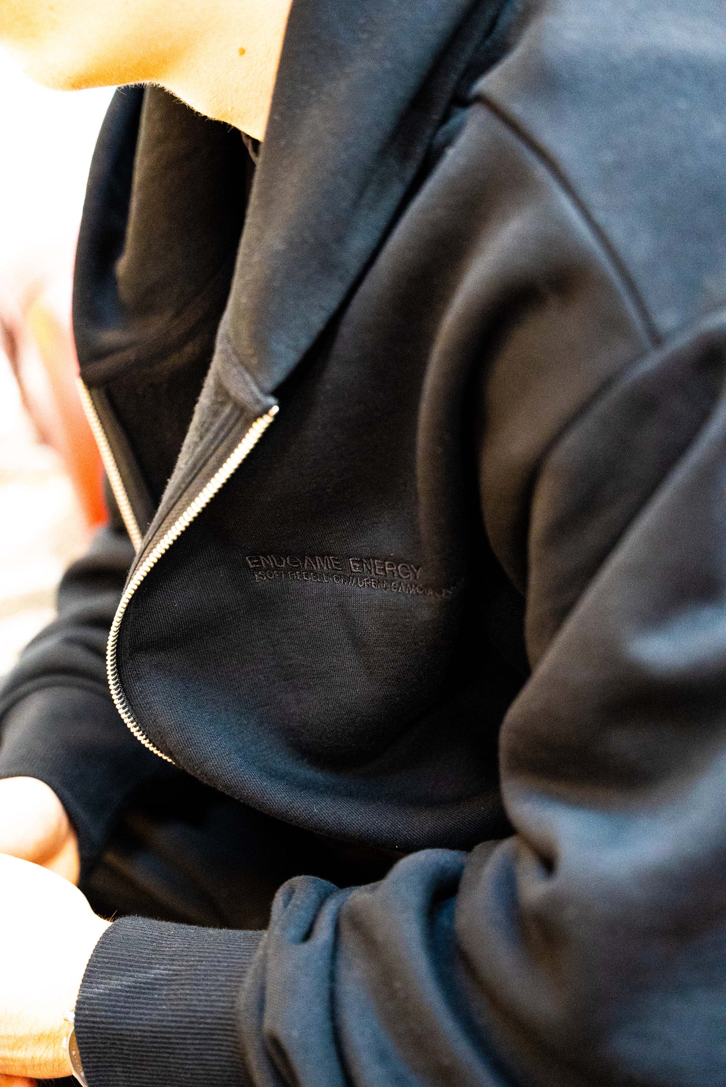 Black ‘Stealth’ Dual-Zip Hoodie (Embroidered Graffiti)