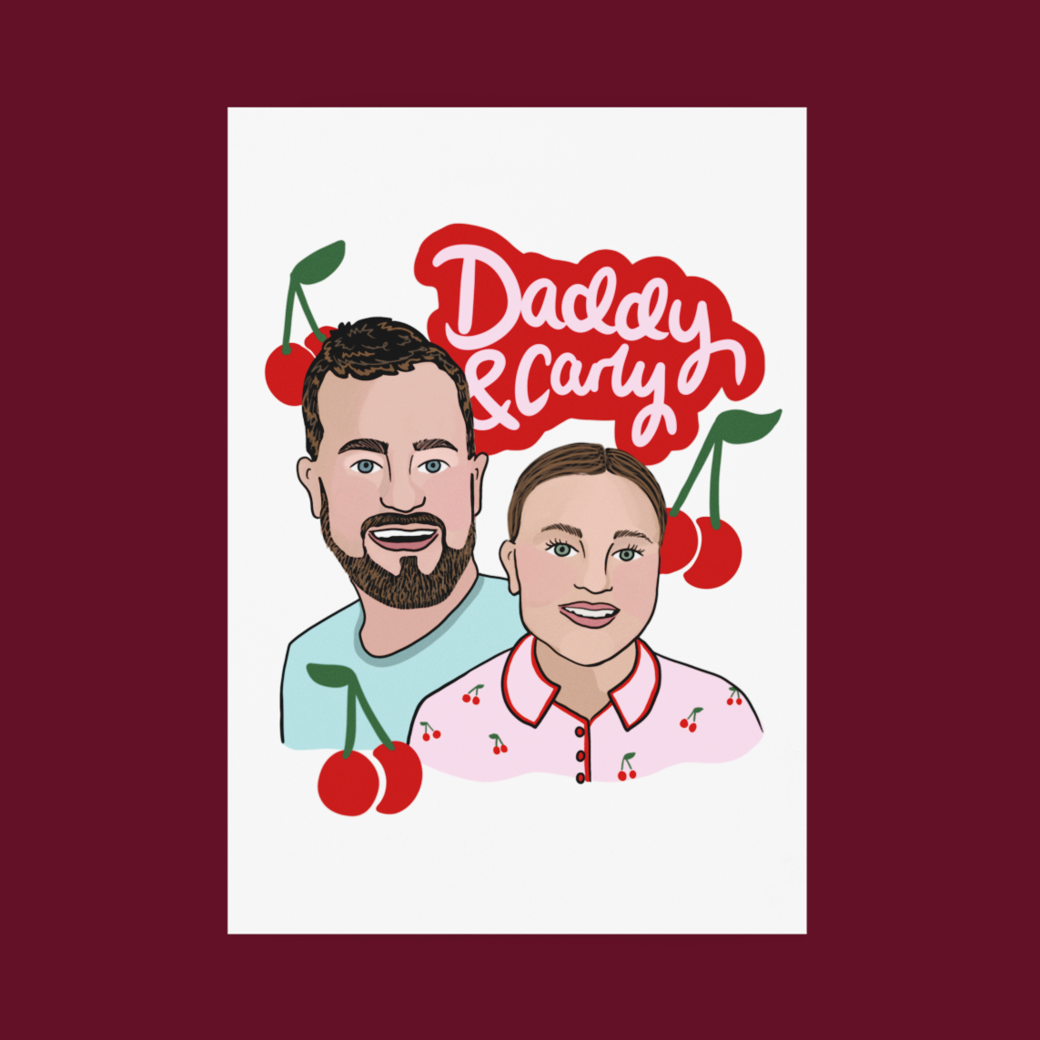 Daddy & Carly cartoon print