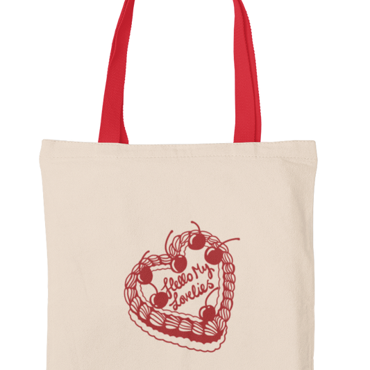 Hello my Lovelies Red Handled tote bag